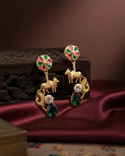 Manovya Designer Cow Earring