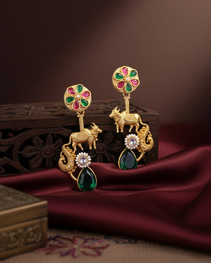 Manovya Designer Cow Earring