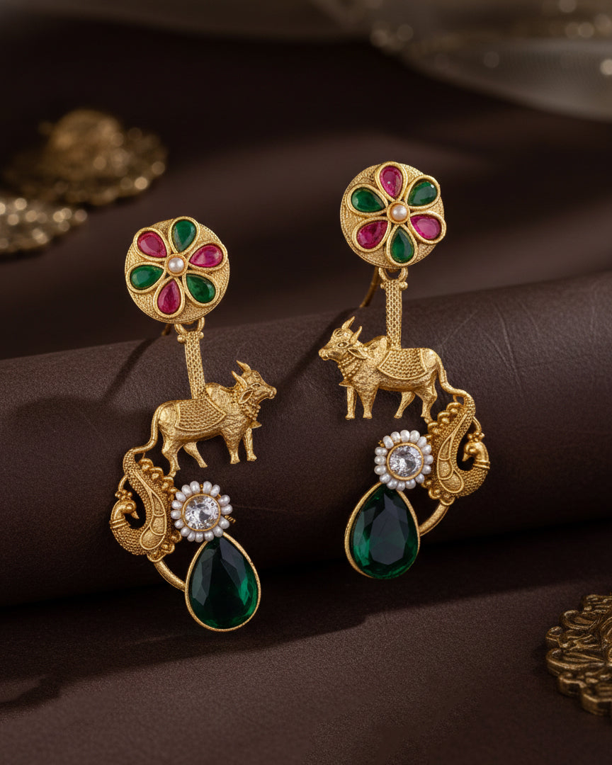 Manovya Designer Cow Earring