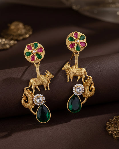 Manovya Designer Cow Earring