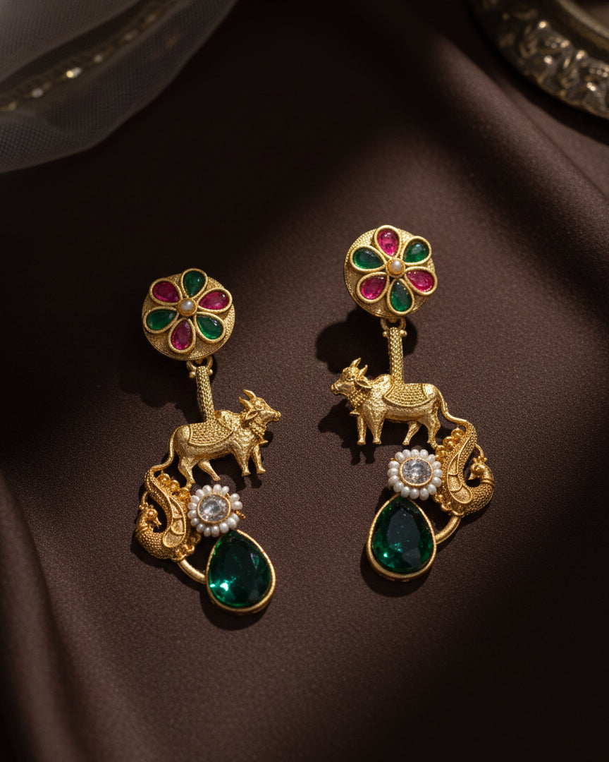Manovya Designer Cow Earring