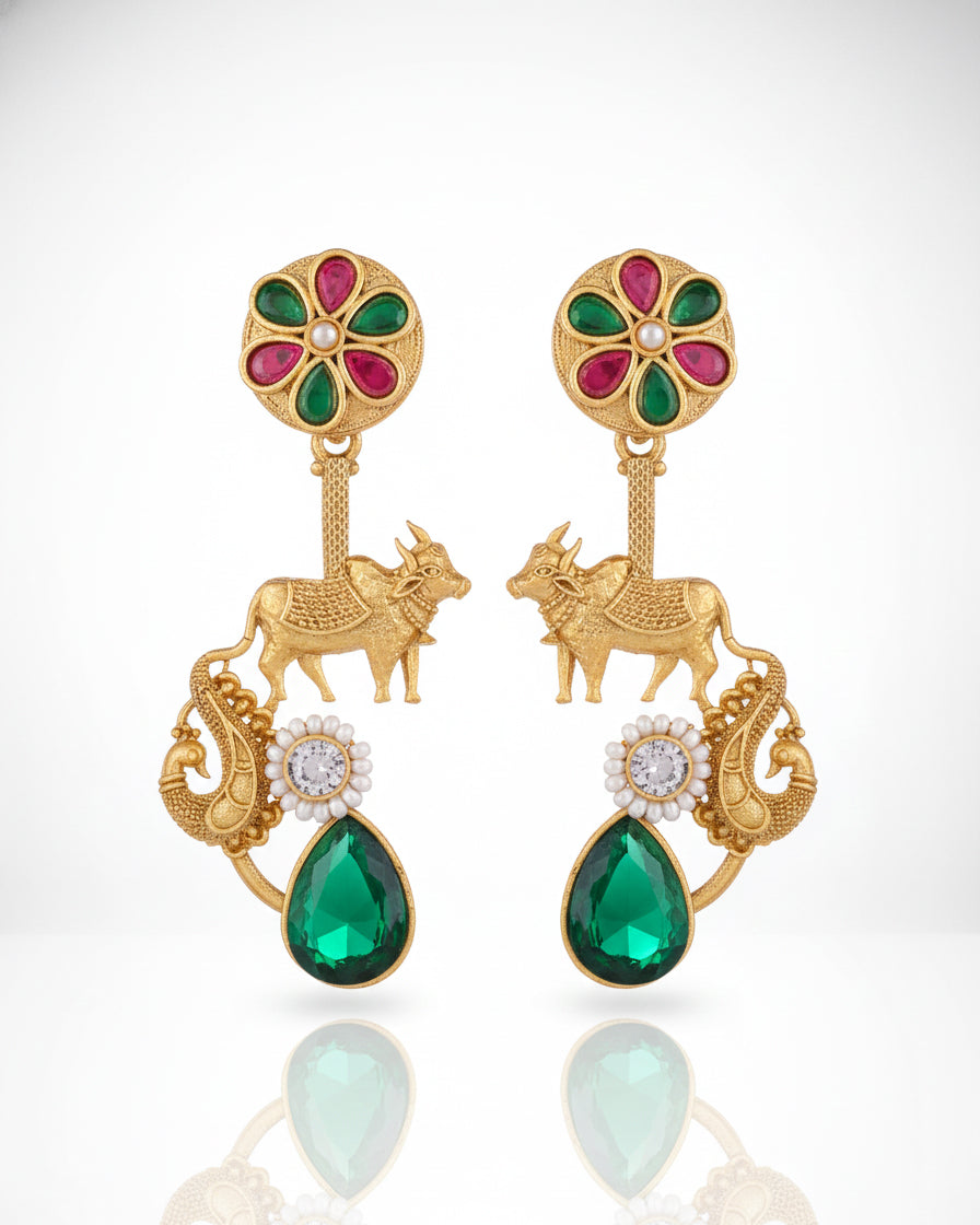 Manovya Designer Cow Earring