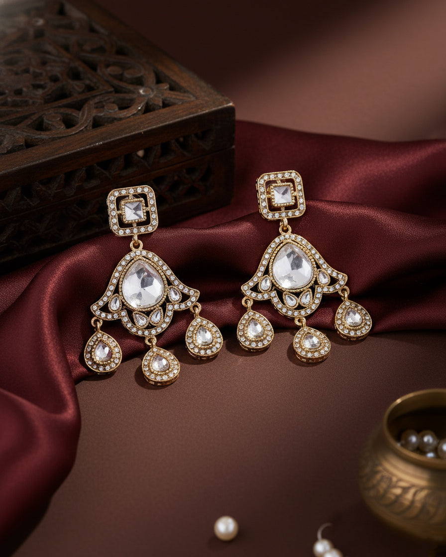 Shravni Designer Zircone Polki Dupe Earring