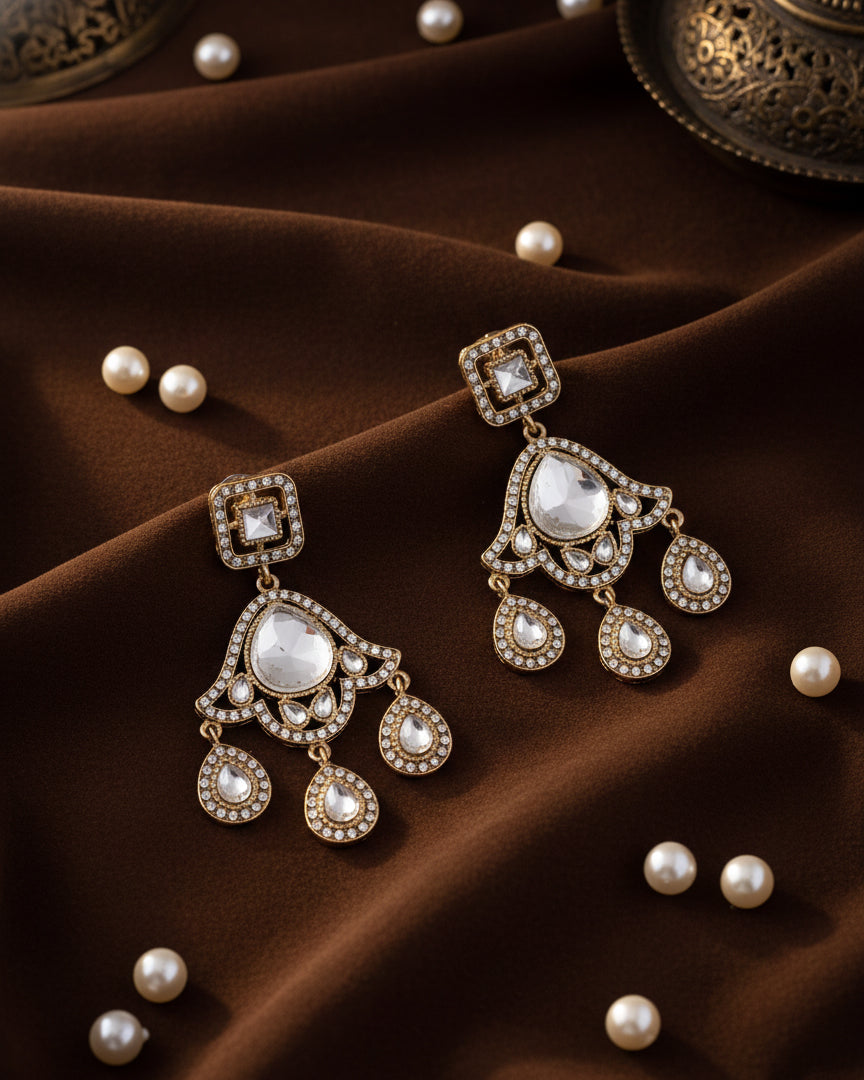 Shravni Designer Zircone Polki Dupe Earring