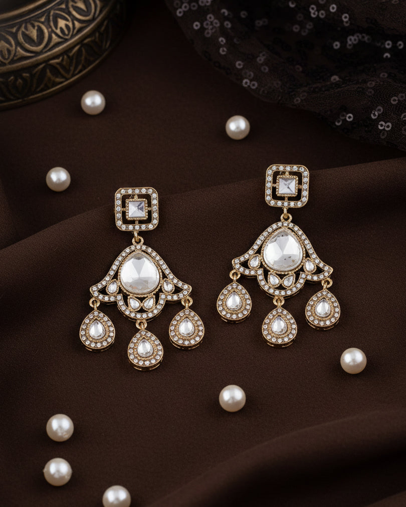 Shravni Designer Zircone Polki Dupe Earring