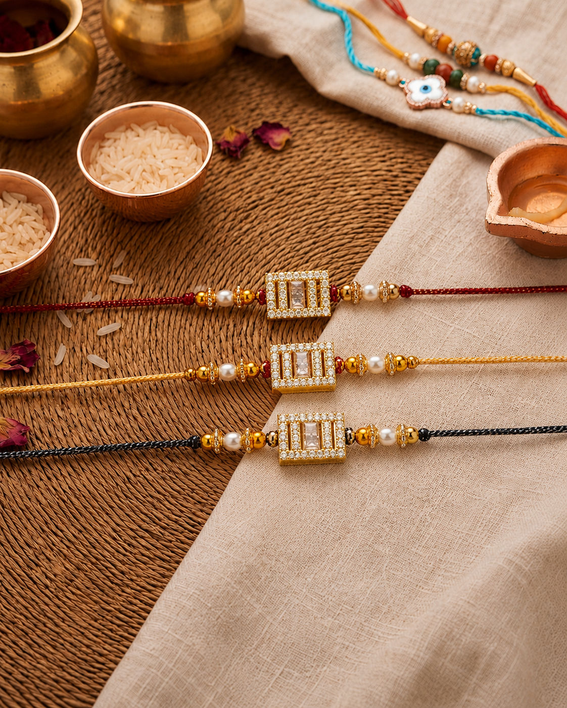 Carolina Rakhi Set Pack of 3 | Tilak Set Included