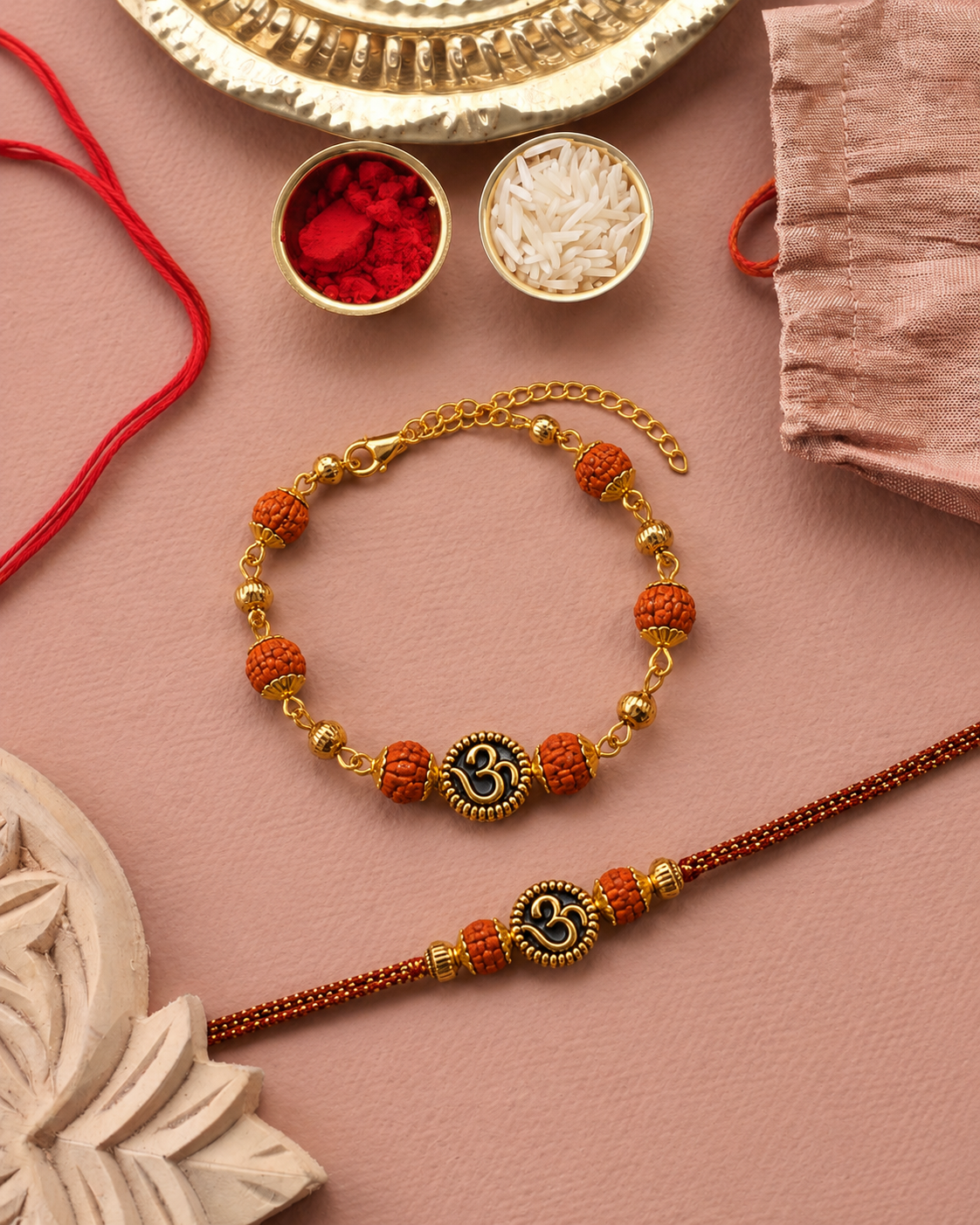Vrishti Bhaiya Bhabhi Rakhi Bracelet Set | Tilak Set Included