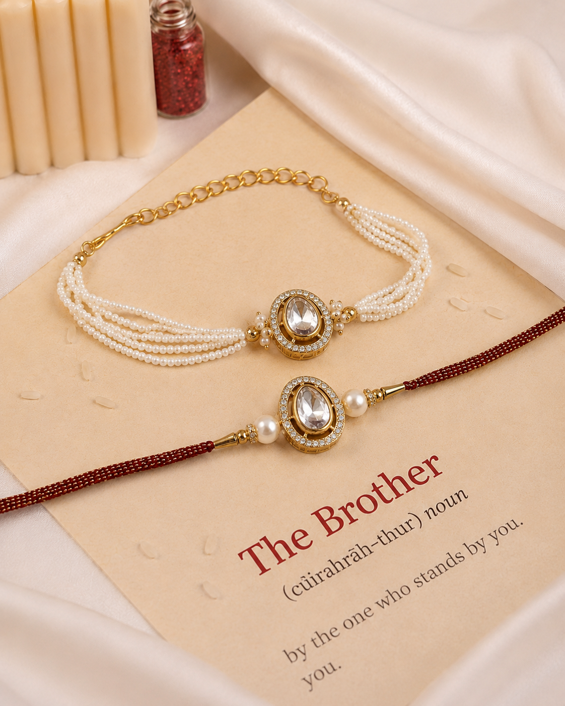 Tvesha Bhaiya Bhabhi Rakhi Bracelet Set | Tilak Set Included