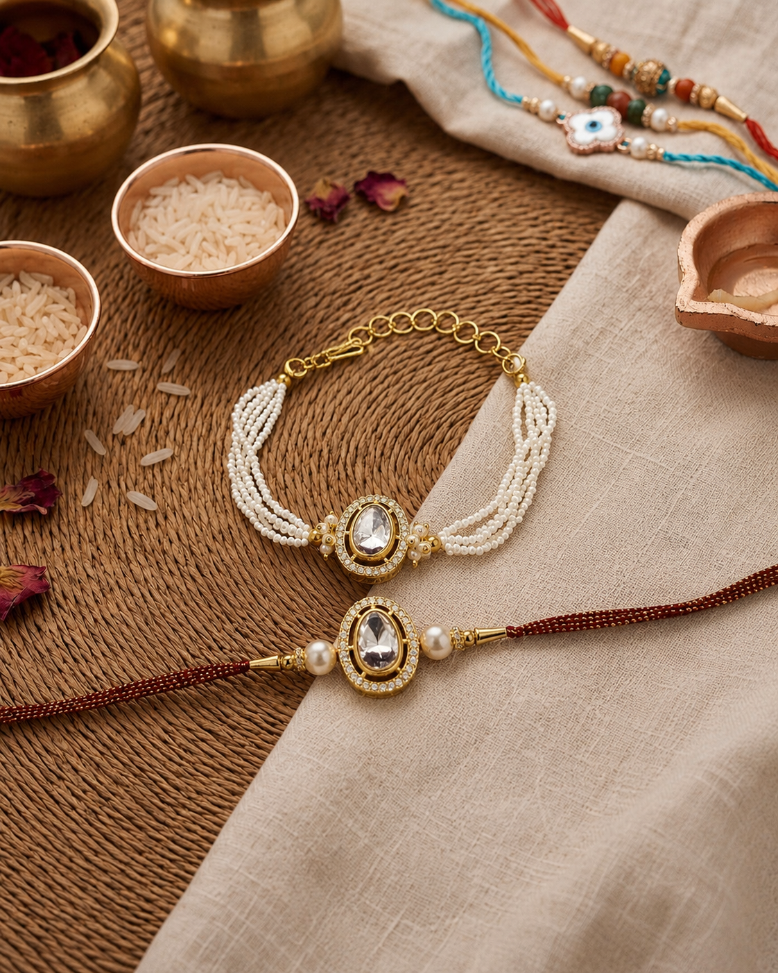 Tvesha Bhaiya Bhabhi Rakhi Bracelet Set | Tilak Set Included