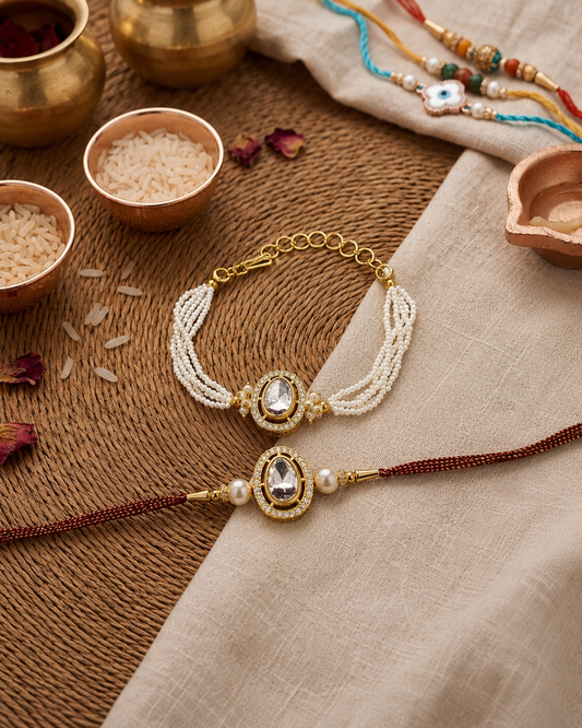 Tvesha Bhaiya Bhabhi Rakhi Bracelet Set | Tilak Set Included