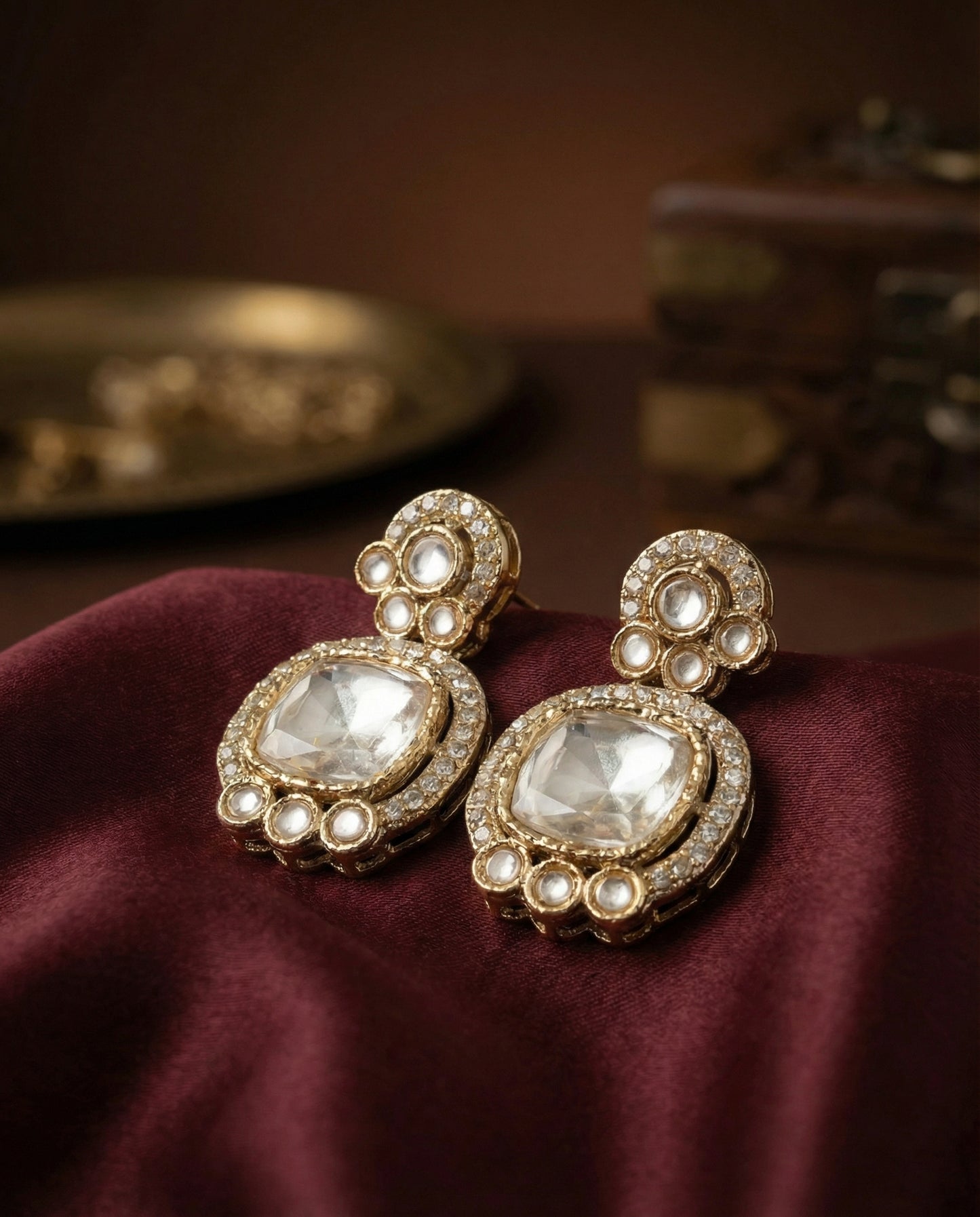 Silver Manvika Designer Monalisa and Zircone Necklace Set with Earring & Teeka