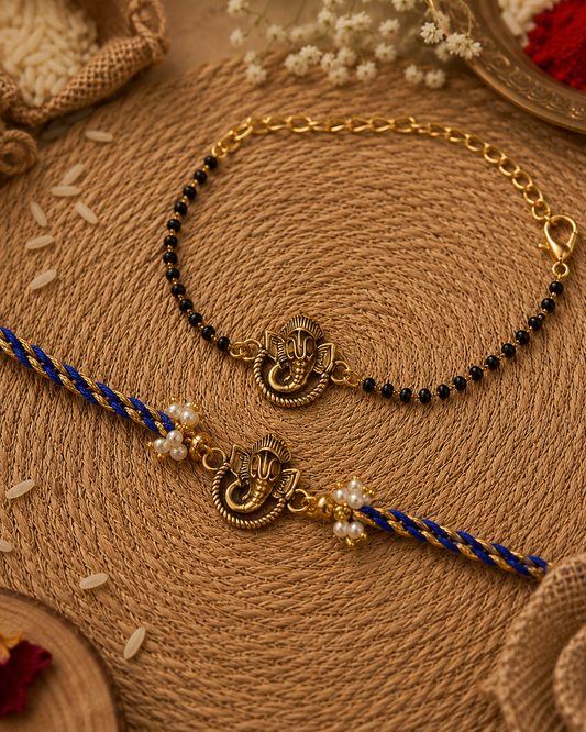 Vinayak Bhaiya Bhabhi Rakhi Bracelet Set | Tilak Set Included