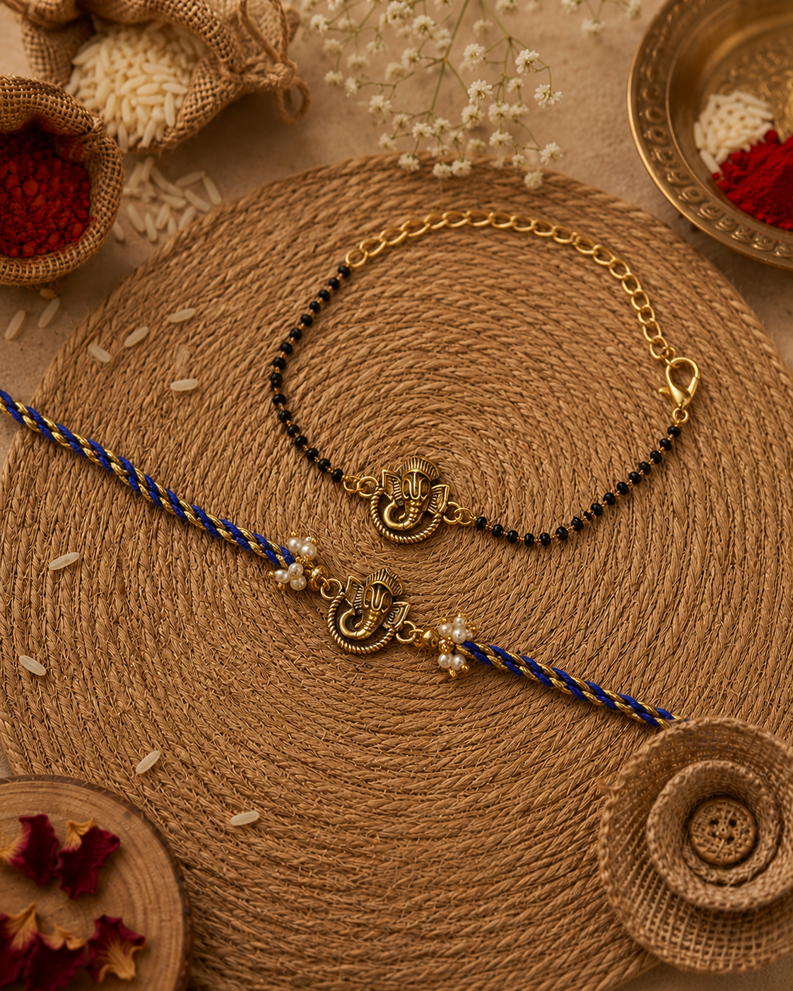 Advik Bhaiya Bhabhi Rakhi Bracelet Set | Tilak Set Included