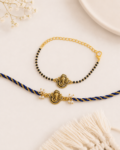 Advik Bhaiya Bhabhi Rakhi Bracelet Set | Tilak Set Included