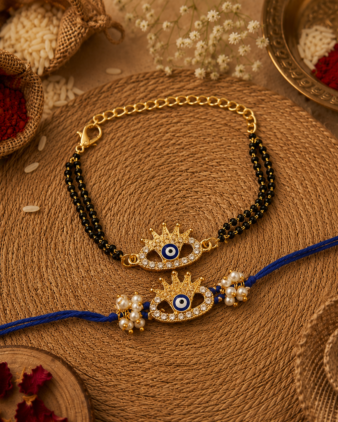 Amay Bhaiya Bhabhi Rakhi Bracelet Set | Tilak Set Included