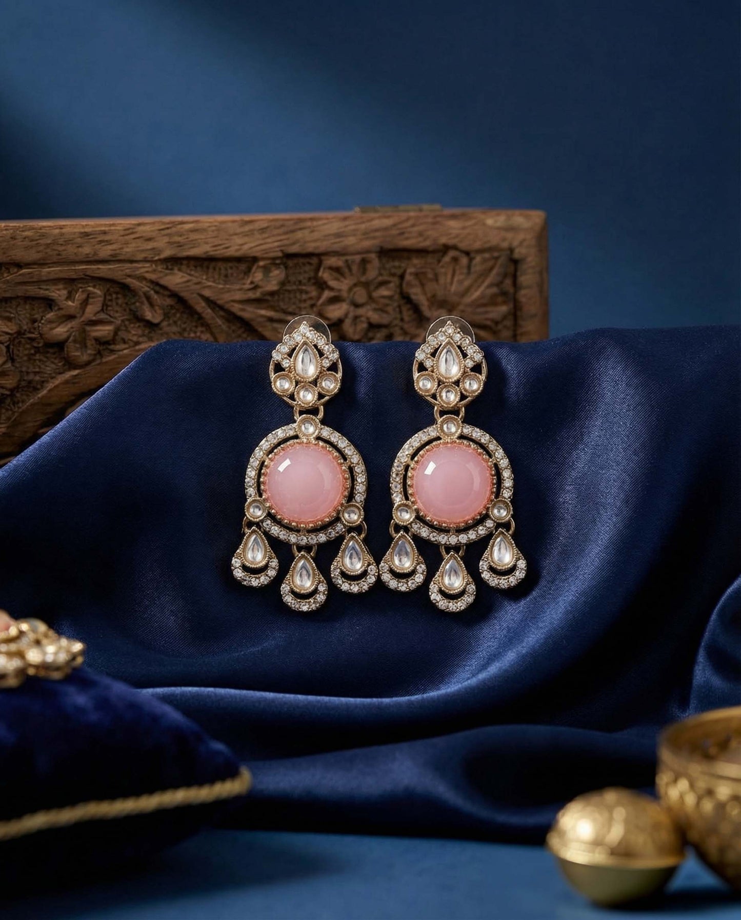 Blush Niyoti Premium Designer Zircone Polki Dupe Earring