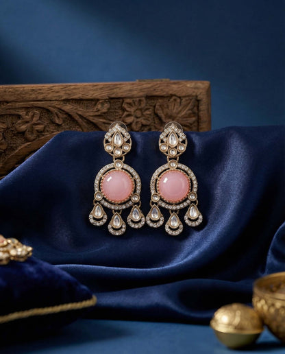 Blush Niyoti Premium Designer Zircone Polki Dupe Earring
