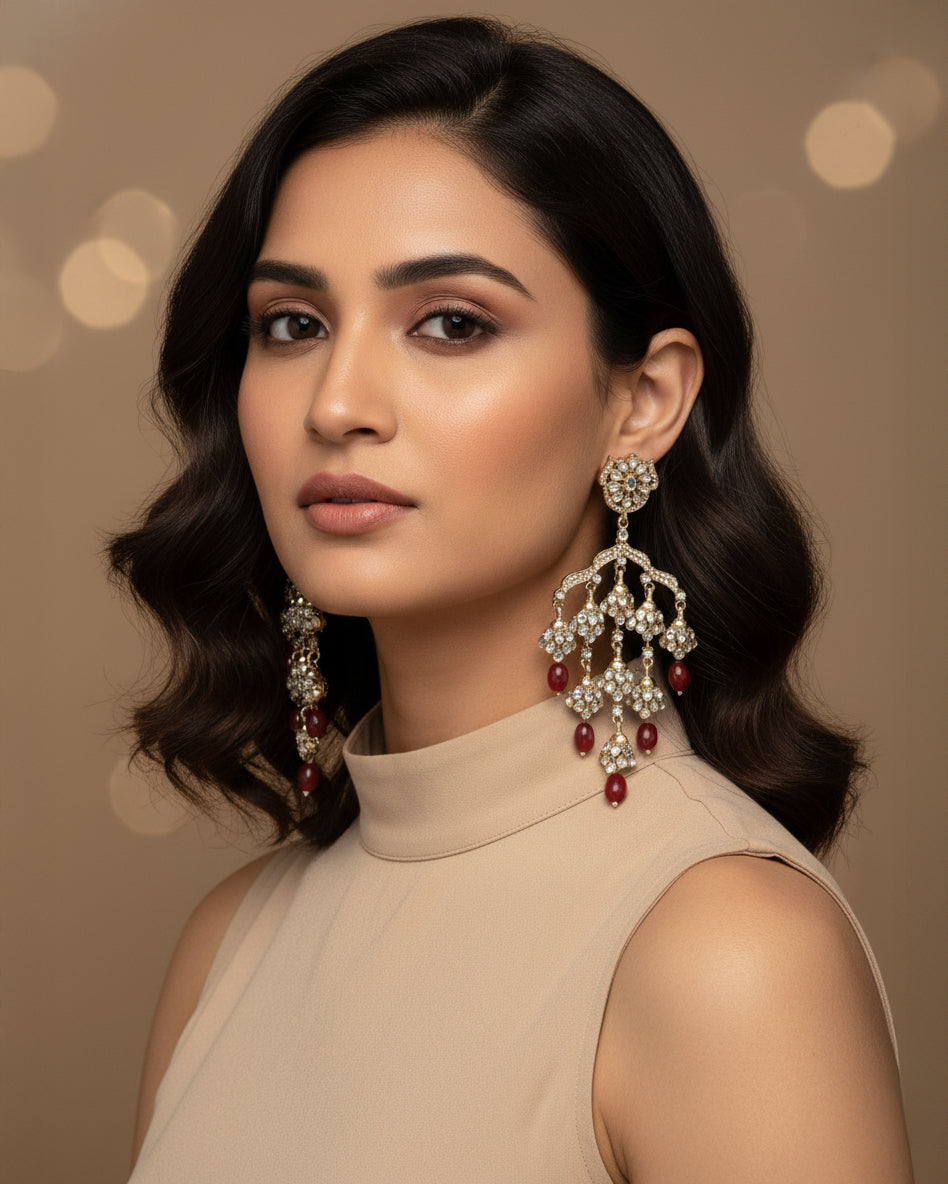 Red Ahsas Designer Premium Earring