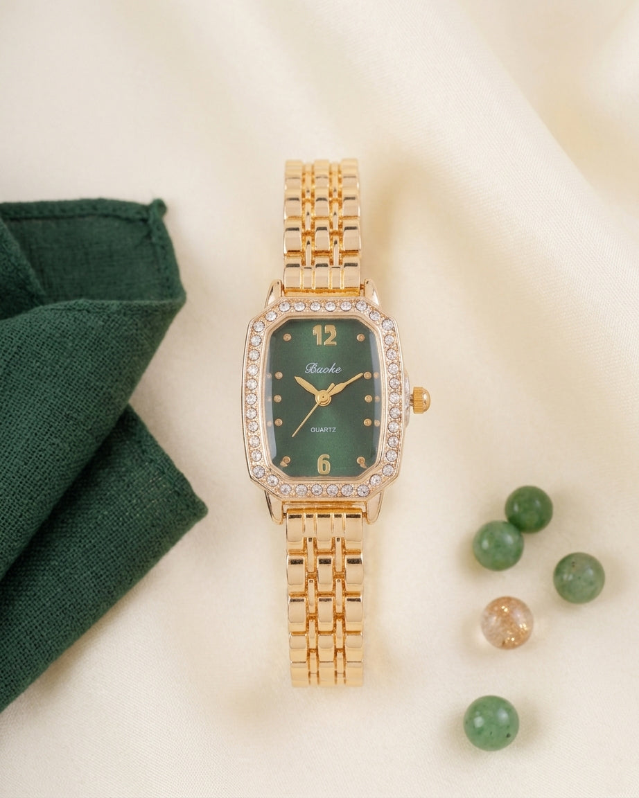 Marcel Quartz Wrist Watch - Emerald Gold