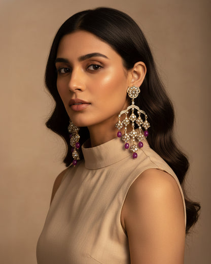 Purple Ahsas Designer Premium Earring