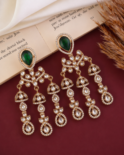 Green Ruvika Designer Zircone Polki Dupe Earring