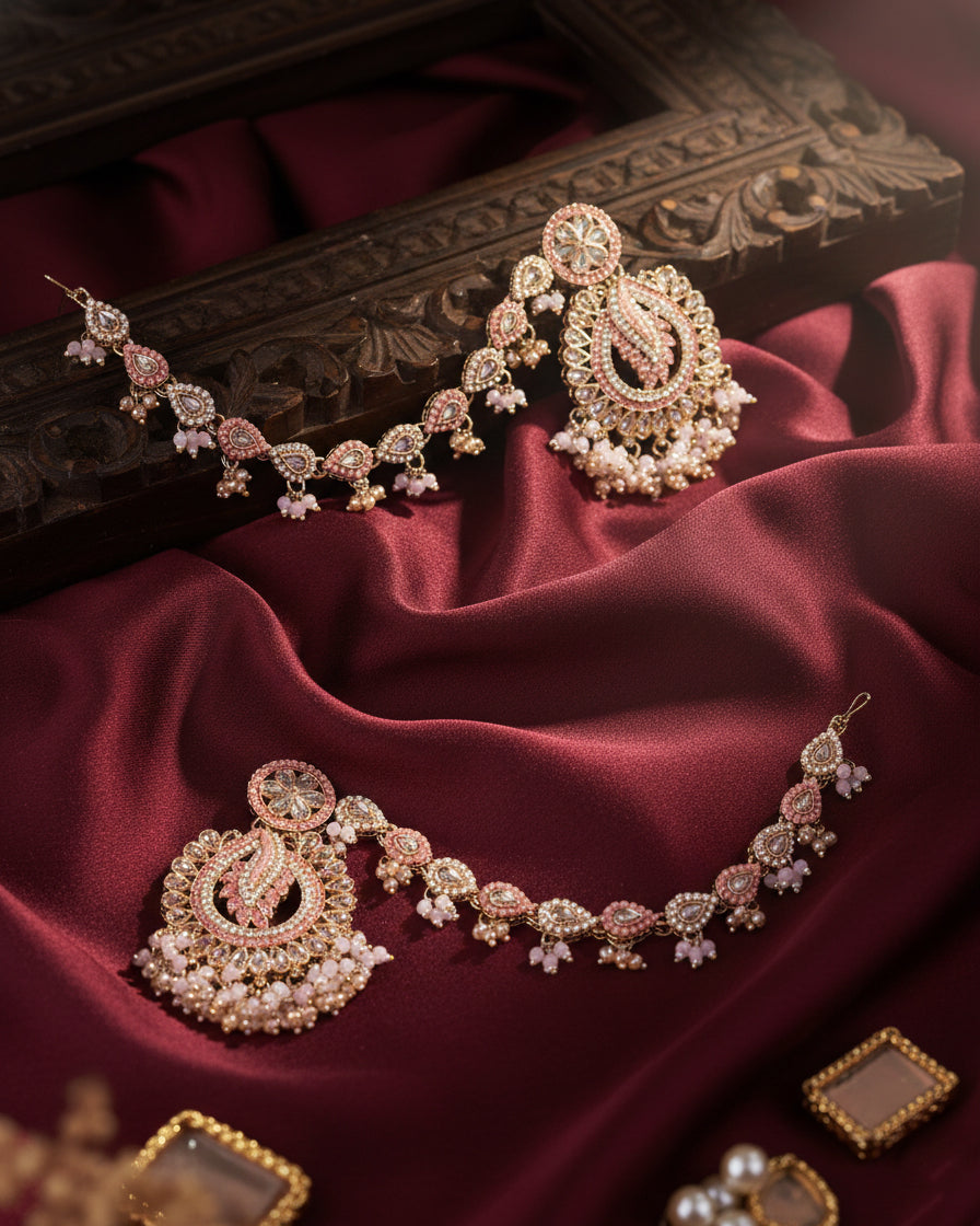 Blush Arajashree Bahubali Chandbali with Sahara