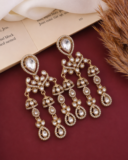 Silver Ruvika Designer Zircone Polki Dupe Earring