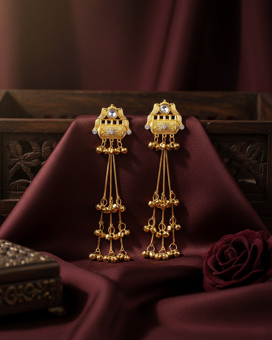 Krishiv Oxidised Earring - Gold