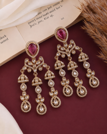 Purple Ruvika Designer Zircone Polki Dupe Earring