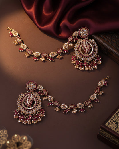 Plum Arajashree Bahubali Chandbali with Sahara