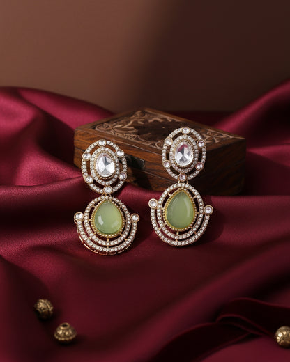Olive Hania Premium Designer Zircone Polki Dupe Earring