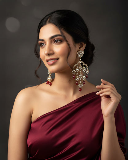 Red Ahsas Designer Premium Earring