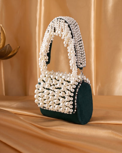 Green Bella Pearlstone Flap Clutch