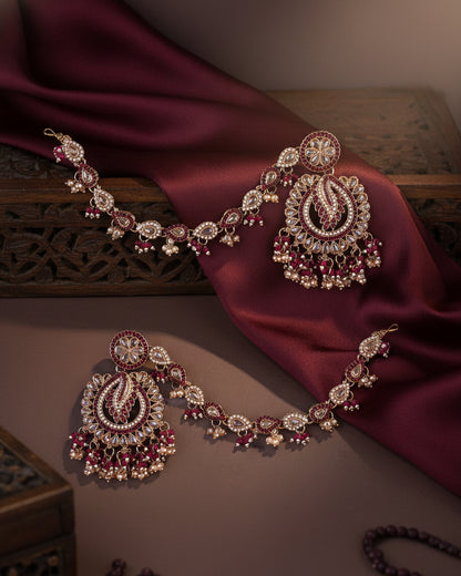 Plum Arajashree Bahubali Chandbali with Sahara