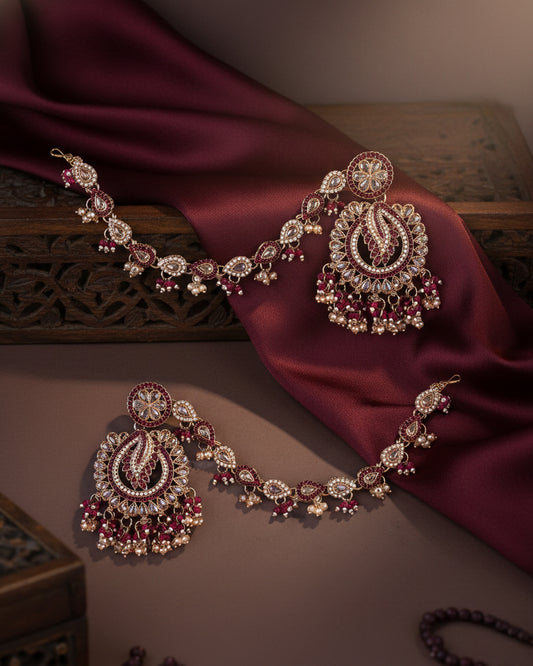 Plum Arajashree Bahubali Chandbali with Sahara