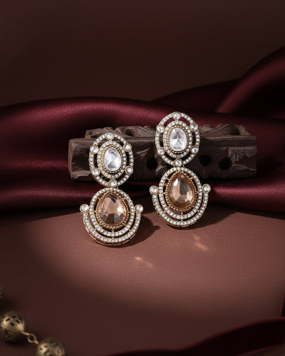 Gold Hania Premium Designer Zircone Polki Dupe Earring