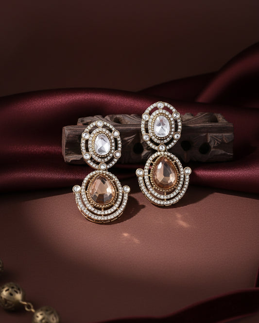 Gold Hania Premium Designer Zircone Polki Dupe Earring