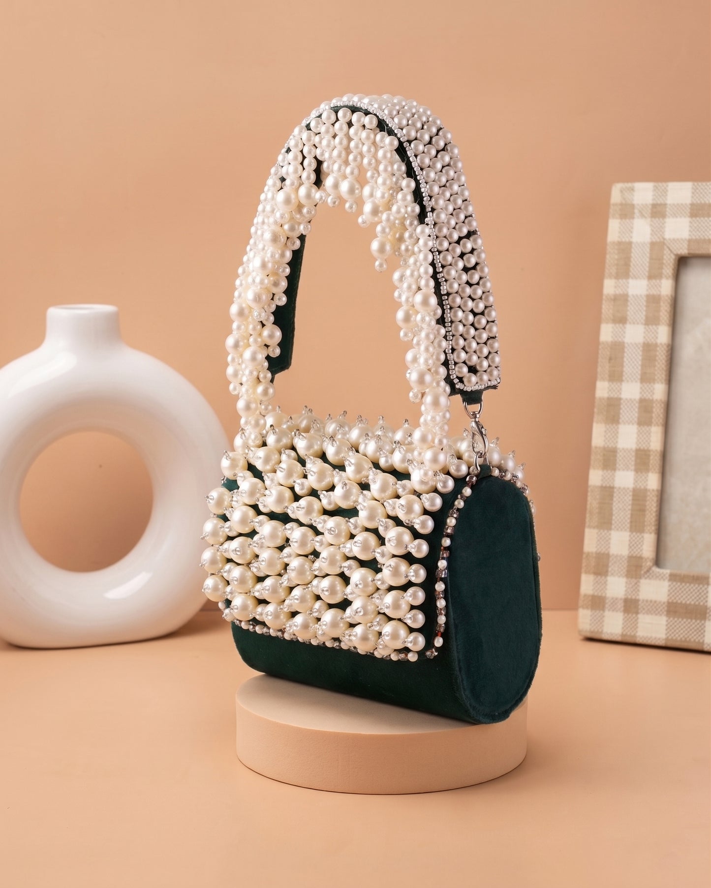Green Bella Pearlstone Flap Clutch