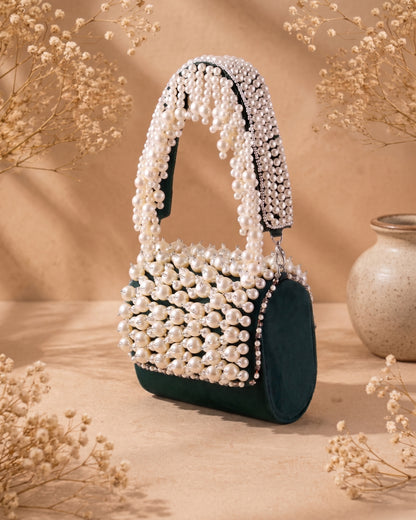 Green Bella Pearlstone Flap Clutch
