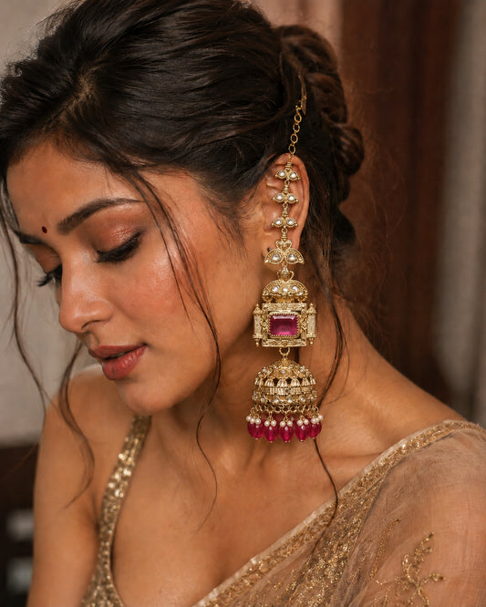 Pink Nainika Jhumka Earring With Sahara