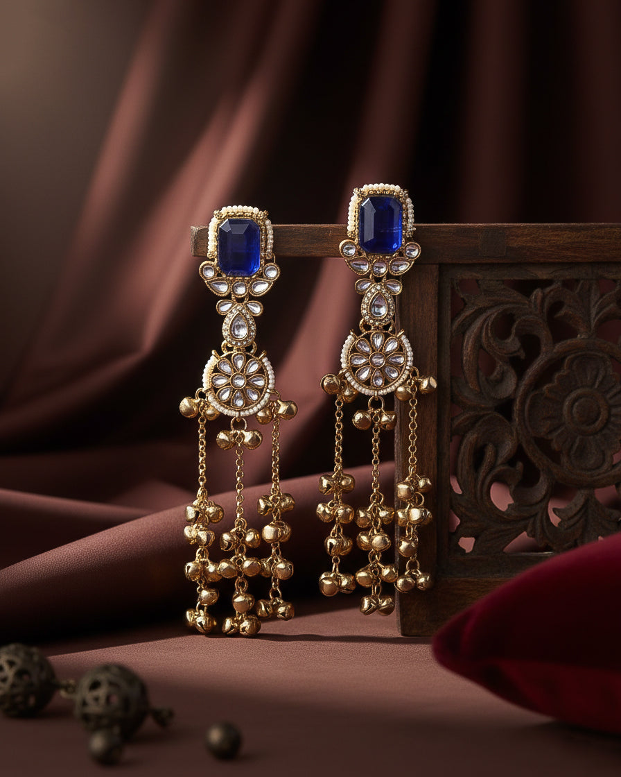 Blue Mehvisha Kashmiri Look Ghunghru Earring