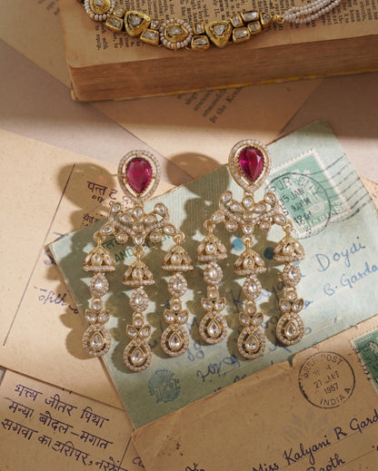Purple Ruvika Designer Zircone Polki Dupe Earring