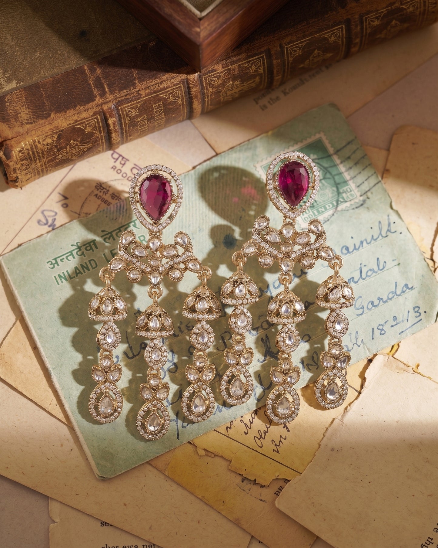 Purple Ruvika Designer Zircone Polki Dupe Earring