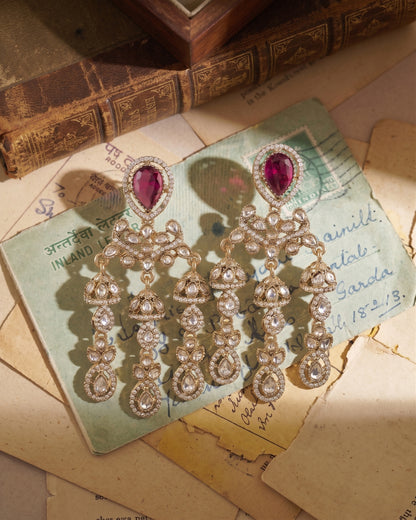 Purple Ruvika Designer Zircone Polki Dupe Earring