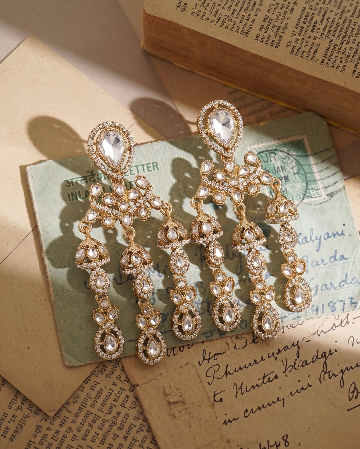 Silver Ruvika Designer Zircone Polki Dupe Earring