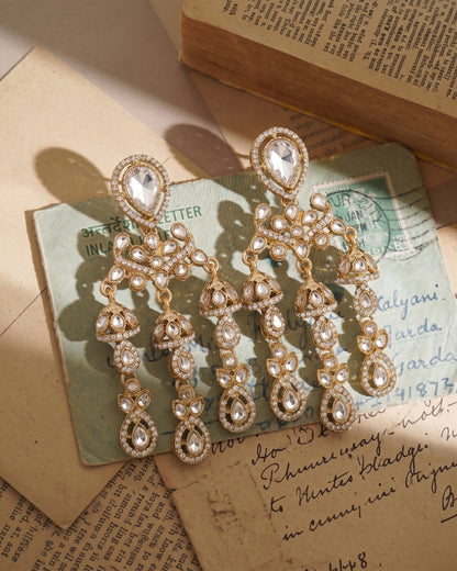 Silver Ruvika Designer Zircone Polki Dupe Earring