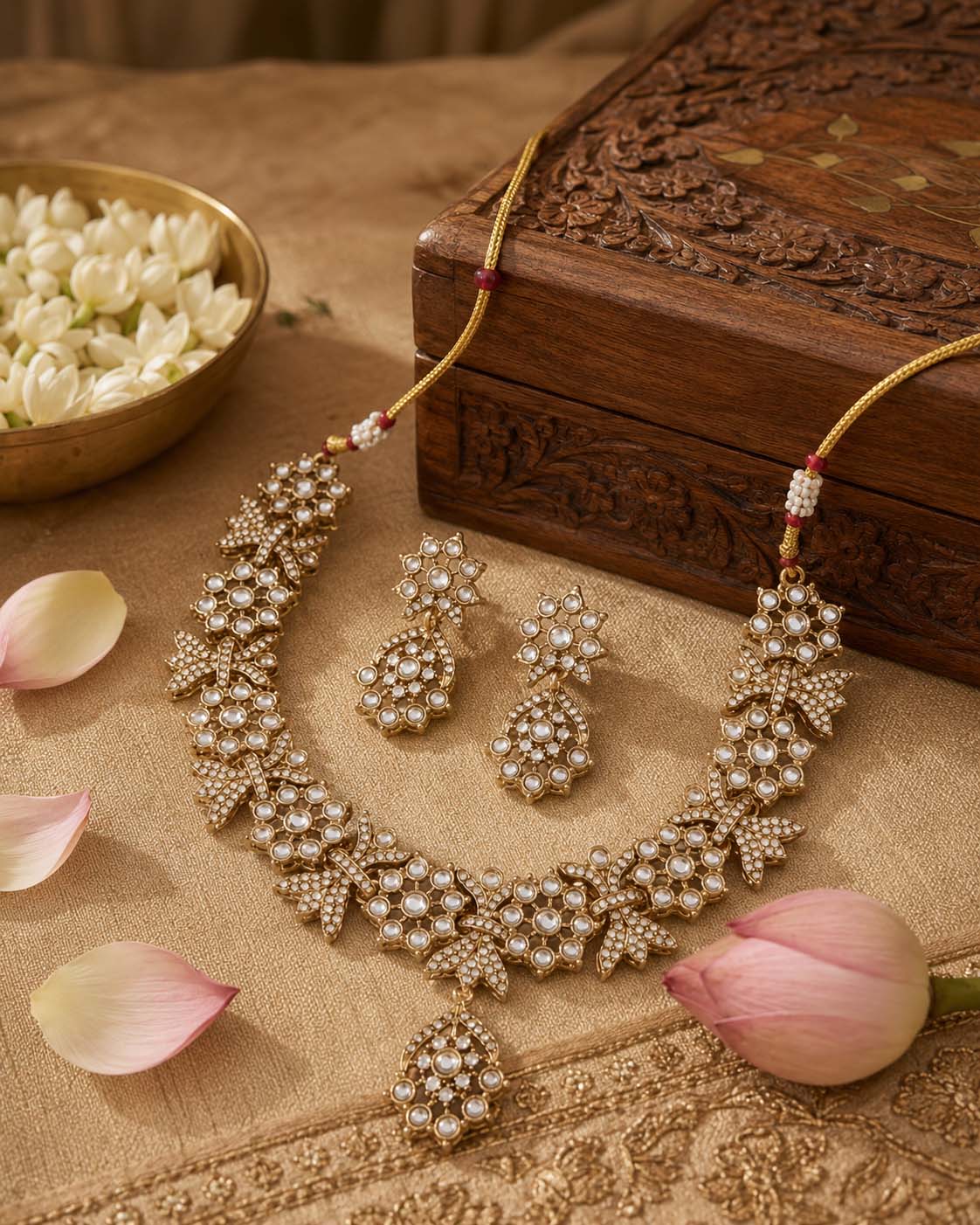 Keswani Premium Kundan Zircon Necklace Set With Earring
