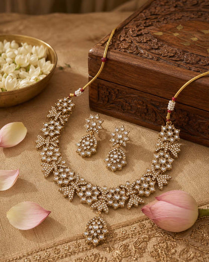 Keswani Premium Kundan Zircon Necklace Set With Earring