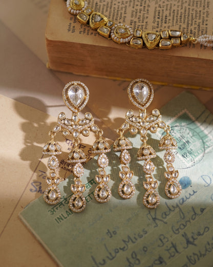 Silver Ruvika Designer Zircone Polki Dupe Earring