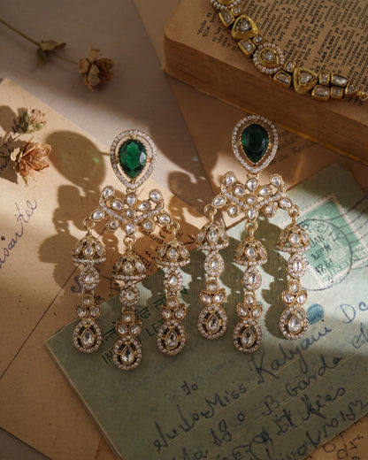 Green Ruvika Designer Zircone Polki Dupe Earring